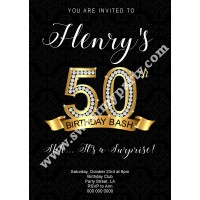 50th 60th 40th 30th Birthday Invitation,Gold Diamonds Birthday Invitation,(2ab)